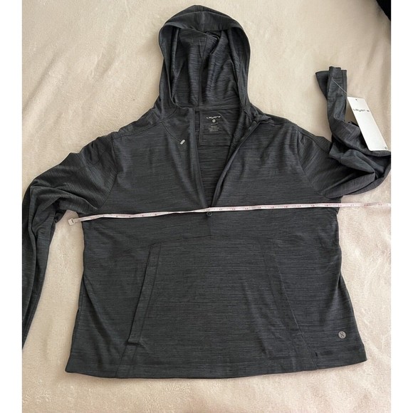 Layer8 Warm Up Hoodie Women's lightweight gray 1/2 zip kangaroo pocket Small - Picture 9 of 16